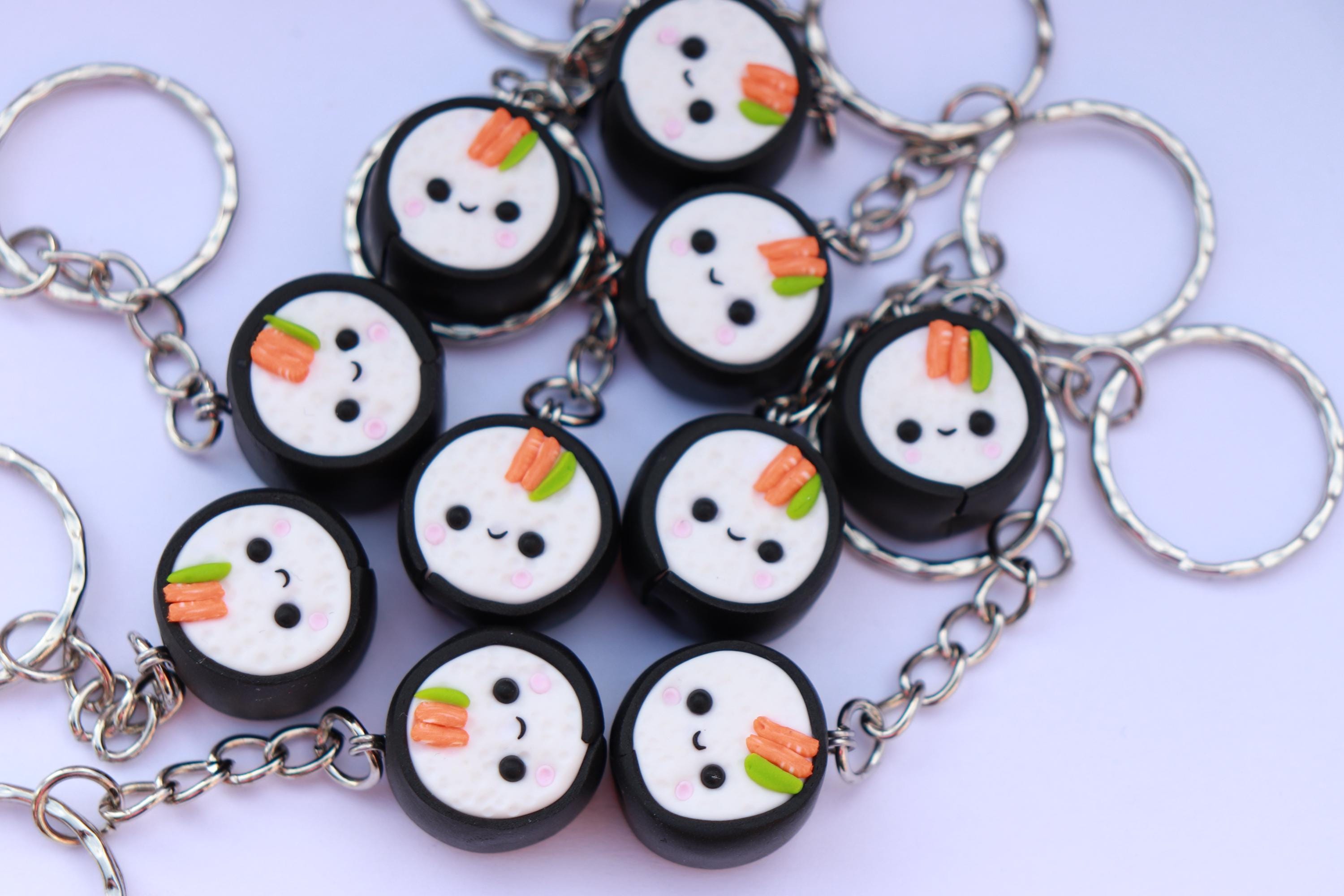 Sushi Keychain, Bag Charm, Polymer Clay Kawaii Sushi, Fake