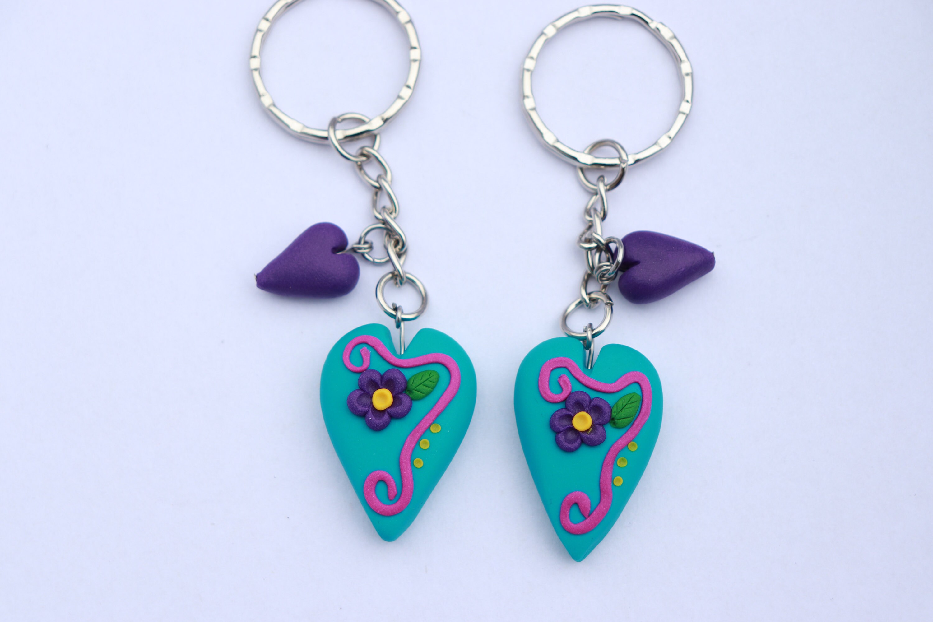 ONE Polymer clay Heart Keychain Gift for Her Gift for Mum Etsy