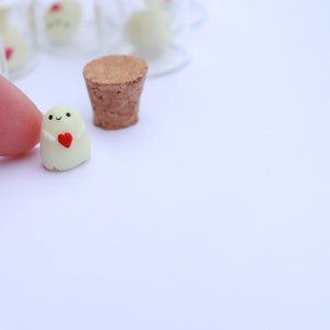 Pet glow in the dark ghost, Miniature ghost, Polymer clay, Mini glass bottle, Birthday gift, Gift for her, Gift for him, Cute small gift