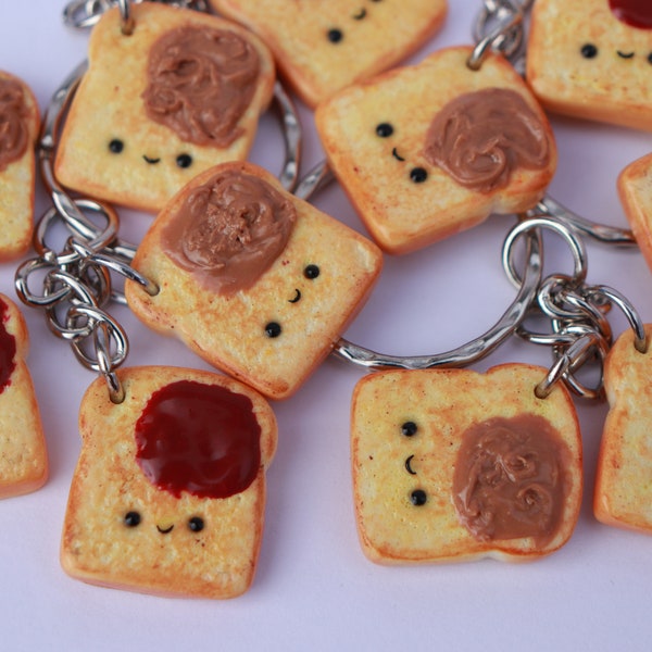 Polymer clay toast keychain, peanut butter and jam, Birthday gift, Gift for mum, Best friends, Cute keychains, Food lover, Brother gift