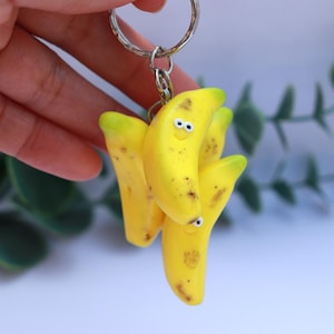 Banana keychain, Polymer clay Gift for vegans, Bananas about you, Girlfriend gift, Top banana, Fruit lovers, Birthday gift, Peel better