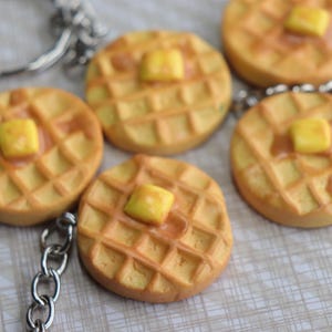 Polymer Clay waffle Keychain: Food Lover Gift, Bag charm birthday gift