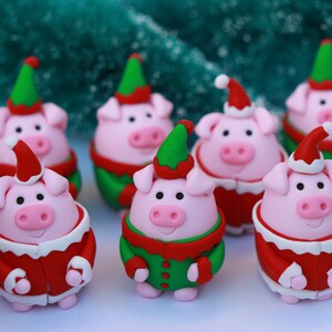 Elf pig, Polymer clay ornament, Pig lover, Christmas pig ornament, Funny gift, Cute Santa pig, Gift for mum, Gift for sister, Birthday gift,