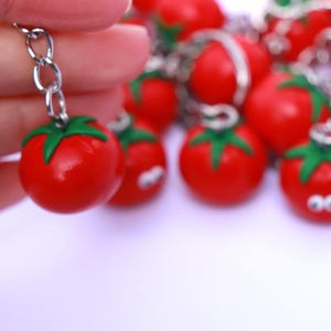 Tomato fruit keychain, Polymer clay red gift, Gift for gardener, Fake food, Cute fruit keychain, Gift for mum, Gift for chef, Birthday gift image 1