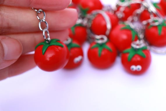 Tomato fruit keychain, Polymer clay red gift, Gift for gardener, Fake food, Cute fruit keychain, Gift for mum, Gift for chef, Birthday gift