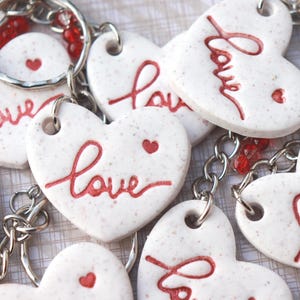 Polymer clay heart Bag charm, Love Anniversary gift