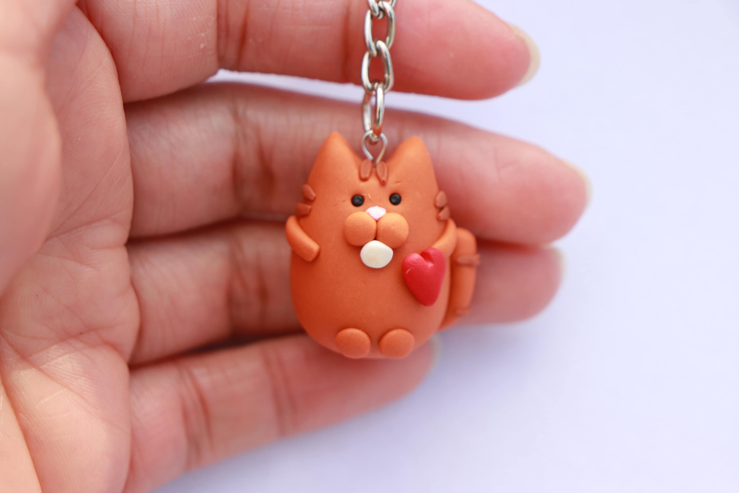 Cat Keychain Polymer Clay Cat Charm Crazy Cat Lady Gift Key Etsy