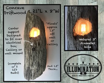 driftwood lighting. driftwood lighting: floating, concave wall or ceiling 2-light fixture, 21\ lighting