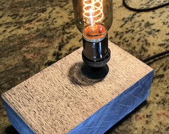 Industrial Desk Lamp: "The Gary"-Lighted Ipe Wood (Brazilian Walnut) Reclaimed Wood, Edison Bulb, Steampunk, Vintage Lamp, Industrial Lamp