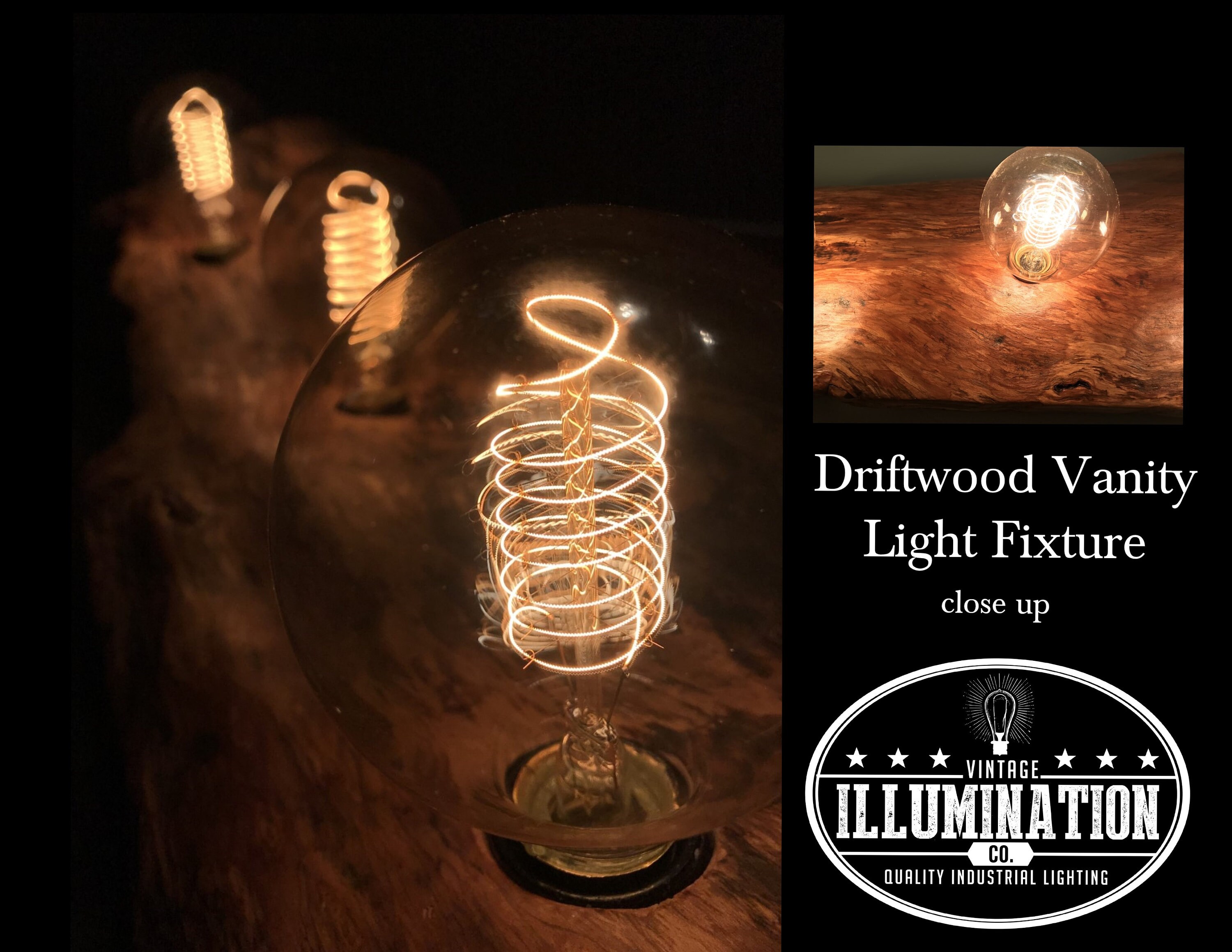 ON SALE Driftwood Lighting 2 Bathroom Vanity Lighting Made from One Live Edge Slab in Matching Sections Approx. 24