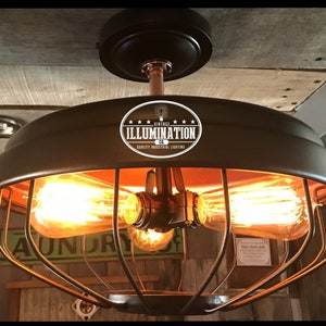 Chicken Feeder Lighting: Stunning 3-bulb Fixture in Oil Rubbed Bronze & Copper Finish 11-1/2 H from Ceiling 13 Dia. w/ 3 60W Edison B image 9