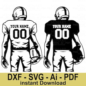 Football Player Svg Dxf Png Pdf  Personalized Jersey Number and Name  Cricut Silhouette Sports Design