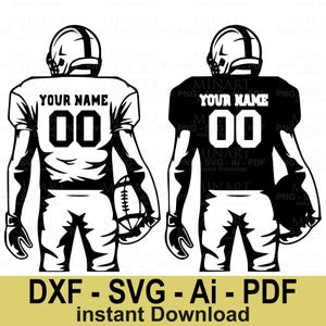 Football Player Svg, Personalized Jersey Number and Name Design, Digital Download for Cricut & Silhouette