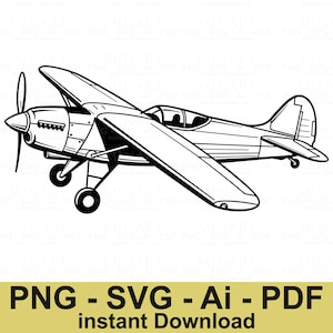 Doppeldecker SVG, Vintage Flugzeug SVG Klassische Propeller Flugzeug Clipart Retro Luftfahrt Digital Cut-Datei PNG svg Ai Pdf für Cricut und Sublimation