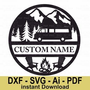 Camper dxf, Ready For Laser Cut Template, GlowForce or Cricut File, Camping Svg, Caravan Svg, Camp Life dxf, Caravan Svg, Laser Cut