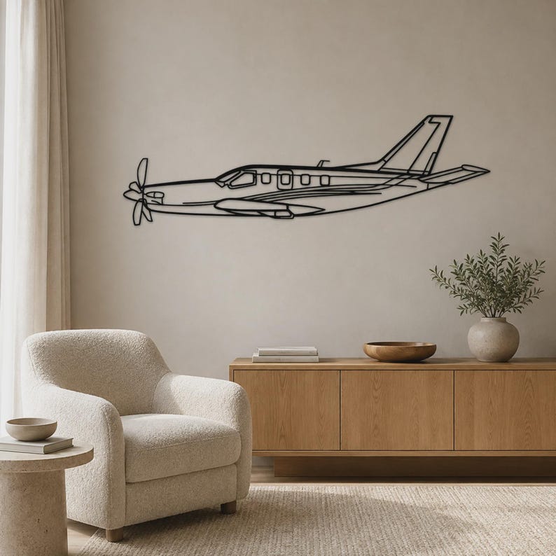 TBM Airplane Silhouette Metal Wall Art, Metal Aircraft Silhouette