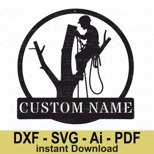 Baumpfleger Dxf bereit für Laserschnitt-Vorlage, Baumkletterer Dxf, Kettensägenarbeiter Laser Cut-Datei, GlowForge CNC-Schnitt-Design