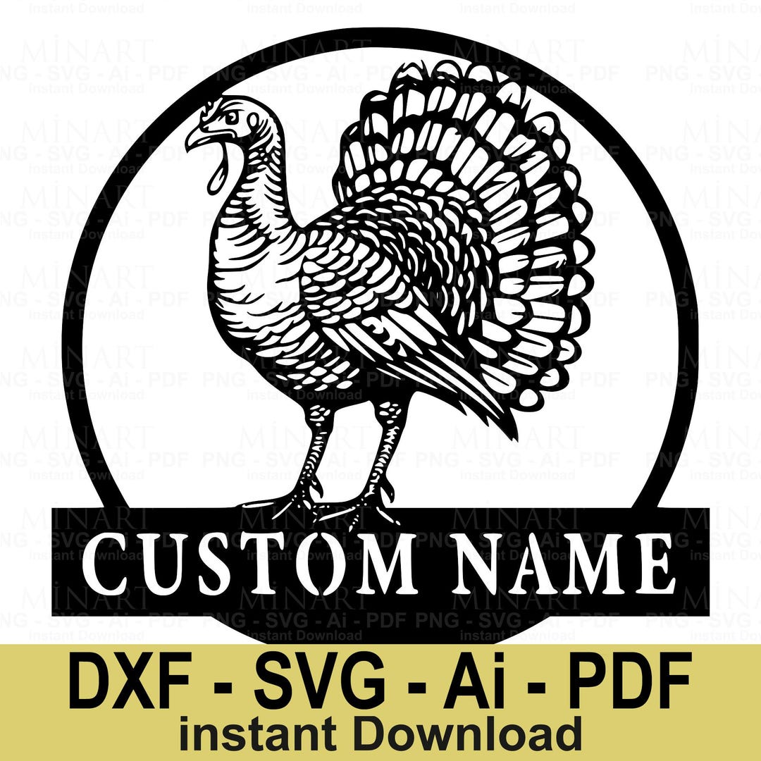 Custom Turkey Laser Cut File, Farmhouse Decor SVG PDF DXF (digital ...