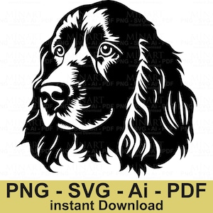 Cocker Spaniel Dog SVG, Spaniel Head Silhouette, Dog Line Art, Pet Clipart Cut File, Instant Download for Cricut & Silhouette