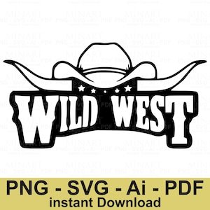 Wild West Cowboy Hat Svg, Western Rodeo Cricut Cut File, Country Style Clipart, DIY Farmhouse Decor Instant Download