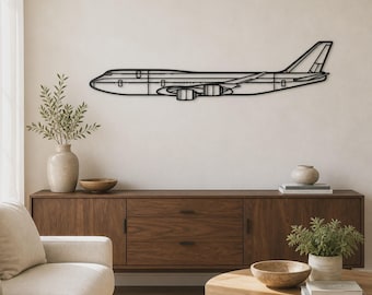 747-8, Modern Airplane Silhouette Wall Art | Matte Black Metal | Multiple Sizes, Pilot Gift, Office Decor