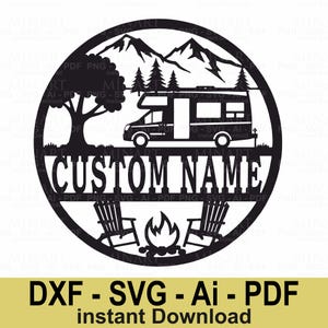 Camper dxf, Ready For Laser Cut Template, GlowForce or Cricut File, Camping Svg, Caravan Svg, Camp Life dxf, Caravan Svg, Laser Cut