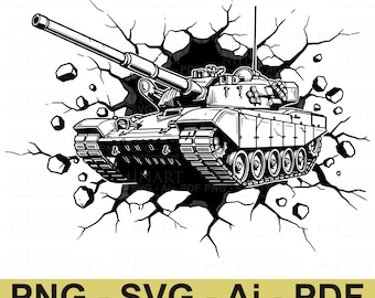 Army Tank Crashing Clipart | Militärfahrzeug SVG Bundle (Digitaler Download)