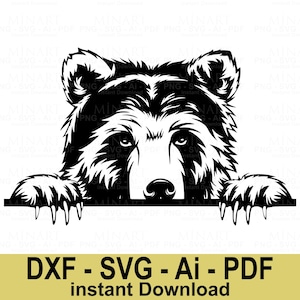 Bear Peeking SVG  Wildlife Animal Clipart  Digital Cut File for Cricut, Silhouette, Laser Cut  Instant Download Dxf Png Pdf