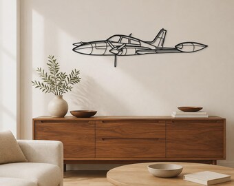 310R Angle, Open-Line Airplane Silhouette | Matte Black Metal Wall Art | Multiple Sizes, Office Decor