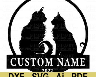 Custom Cat Silhouette Wall Art, Laser Cut File (Digital Download)