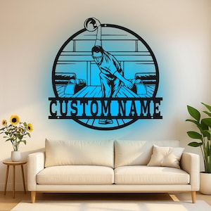Custom Bowling Player Led Light Metal Wall Art, Personalized Bowler Silhouette Decor, Unique Gift for Bowling Enthusiast Game Room