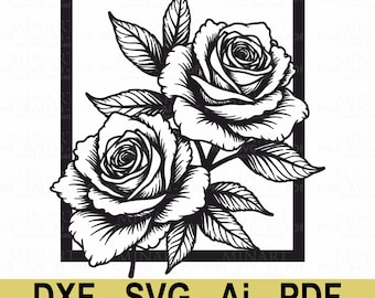File SVG DXF con taglio laser di rose, arte floreale da parete (download digitale)