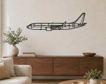 Airplane Wall Art, Matte Black 737 Silhouette - Metal Aircraft Decor | Multiple Sizes, Pilot Gift, Office Display