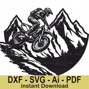 Motocross dxf, Ready For Laser Cut Template, GlowForce or Cricut File, Motorcycle Svg, Dirt Bike Svg, Biker dxf, Dirtbike Svg, Laser Cut