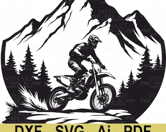 Motocross Rider Laser Cut File, SVG DXF Template (Digital Download)