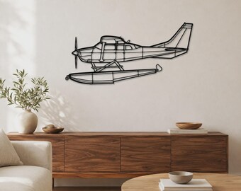 206 Turbo Stationair, Airplane Silhouette, Matte Black Wall Art | Decorative Metal | Multiple Sizes