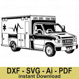 Ambulance SVG Emergency Vehicle Digital Download - Paramedic EMT Clipart for Cricut Silhouette Vinyl Decal DIY