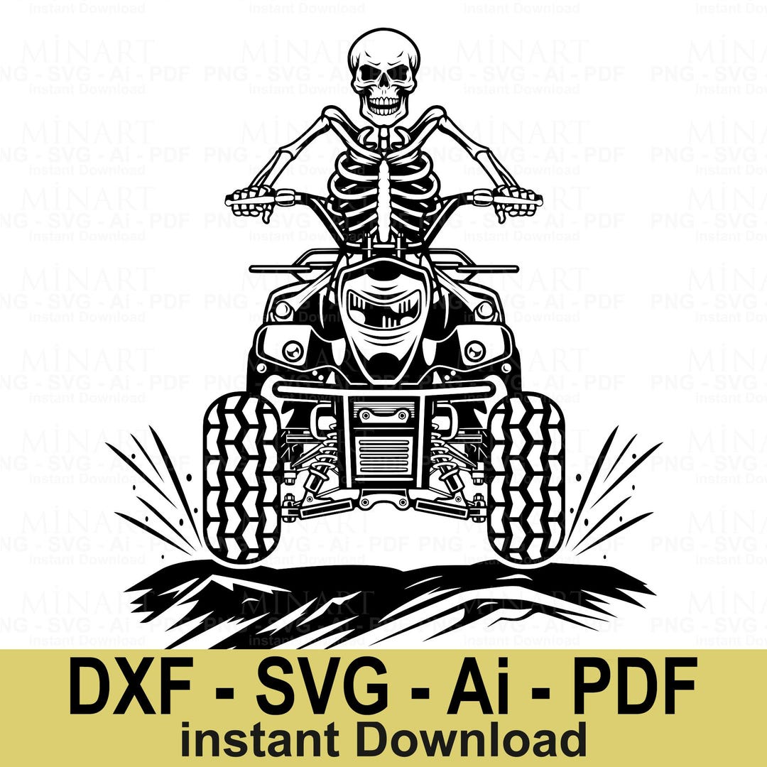 Skeleton Riding ATV Svg Off-road Quad Rider Skull Digital Download ...