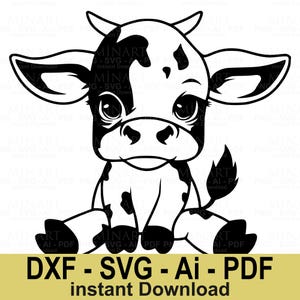 Baby Cow SVG Farm Animal Clipart Digital Download  Cow Calf Vector Design for Cricut, Silhouette & Crafts