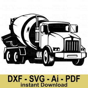Cement Mixer Truck Svg Dxf Png Pdf Digital Cut File for Cricut Silhouette Laser Projects Construction Vehicle Clipart