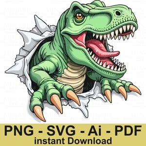 T-Rex Dinosaurier PNG SVG, Dinosaurier Sublimationsdesign, hochwertige T-Rex Clipart für T-Shirts & DTG-Druck, sofortiger digitaler Download