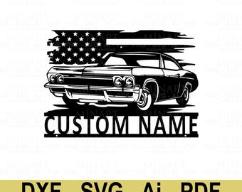 Vintage Auto Laser Schnitt Datei, Benutzerdefinierte Garage Kunst (SVG, DXF, PDF) digitaler Download