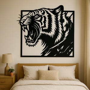 Tiger Metal Wall Art, Fierce Animal Wall Decor, Wildlife Lover Gift, Jungle Theme Home Decor, Living Room Accent Piece