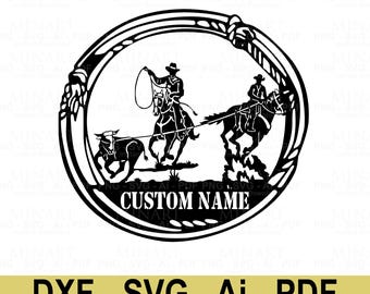 Cowboy Ranch Laser Cut Datei, Western Wand-Kunst (SVG, DXF, PDF)