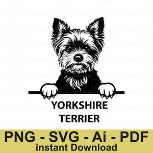 Yorkshire Terrier Svg,  Yorkie Dog Clipart, Puppy Outline Design, Pet Lover Digital File, Cricut Silhouette DIY Craft Download