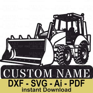 Backhoe Truck svg dxf Laser Cut File, Construction Vehicle Cut Template, GlowForge Backhoe Design, Excavator Silhouette DXF, Heavy Equipment