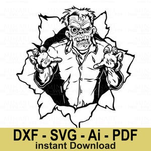 Griezelige Zombie Svg Dxf Png Pdf Digitale Download, Enge Halloween Zombie illustratie voor Cricut, Horror Craft Design