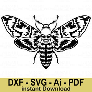 Death Head Moth Skull Svg Dxf Png Pdf Digital Download  Gothic Insect Design for Cricut, Silhouette, Tattoo Art