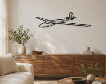 201 Standard Libelle, Metal Airplane Silhouette, Matte Black Steel Wall Art - Glider Decor, Multiple Sizes