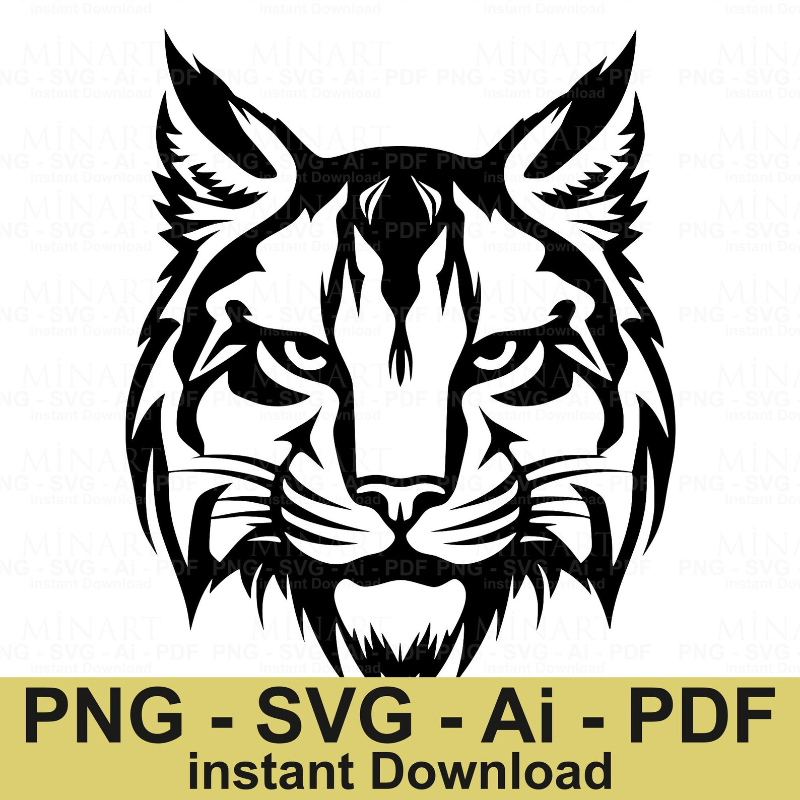 Wildcat Head Vector File Wildcat Svg File, Fierce Cat Head Vector Art, Tribal Animal Cut File ...